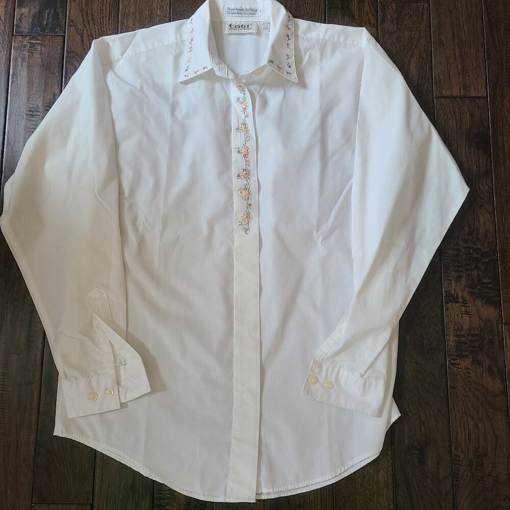 Vintage Tabi International Button Down Shirt - Pink and Rose Embroidery
